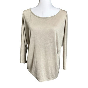 Vince Tan Dolman 3/4 Sleeve Top Women's Medium Boat Neck Soft Rayon Polyester